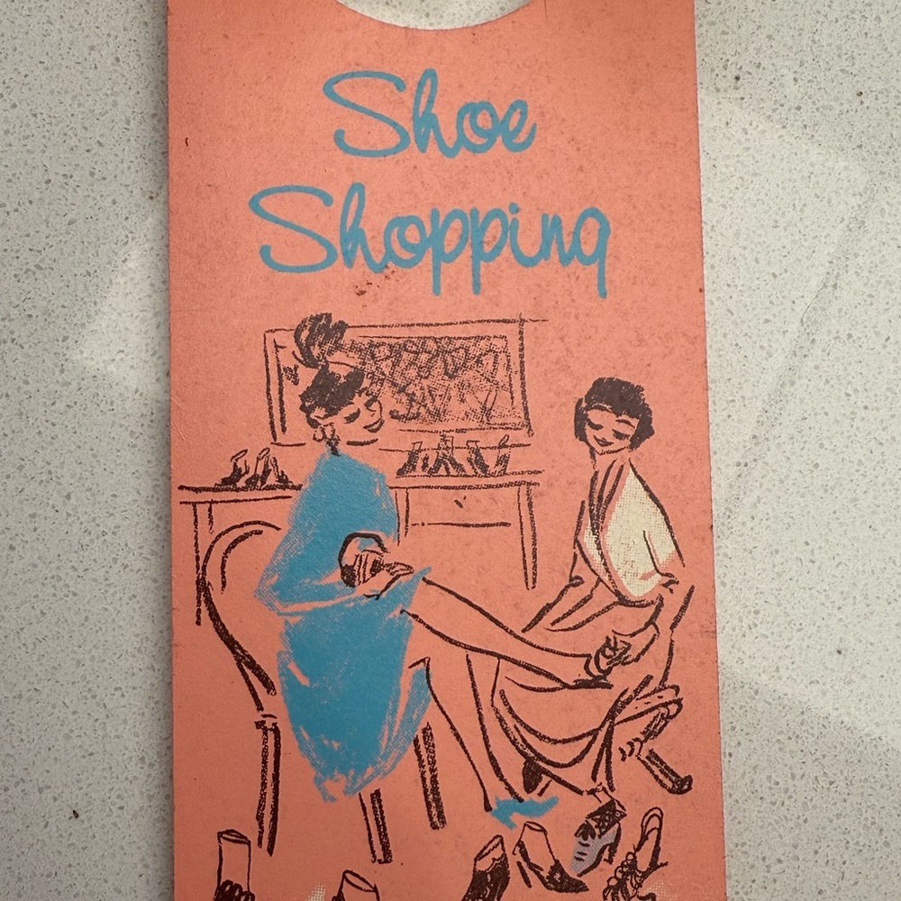 Vintage Door Hanger Sign Shoe Shopping Retro 1950s 1960s Inspired Pink - Picture 9 of 13